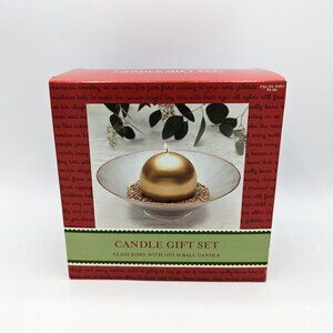 Vintage 2002 Target Glass Gold Candle Set Orb Sphere Ball Centerpiece Gift Set